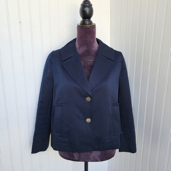 NWOT Liz Claiborne Women's Navy Blue Swing Jacket Blazer Gold Buttons Medium M - Picture 1 of 14